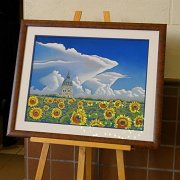 LOVE this painting which was the artwork for the invitation. It's a pastel called "Capital Storm And Sunflowers" by Michael Duane. A native Kansan and graduate of the University of Kansas, Michael creates his art from his studio in Overland Park. He is represented by The Southwind Gallery in Topeka.