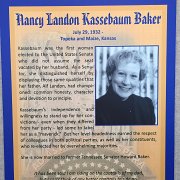 The poster for Senator Nancy Landon Kassebaum Baker's induction on display in the Mezzanine at the Great Overland Station Museum.